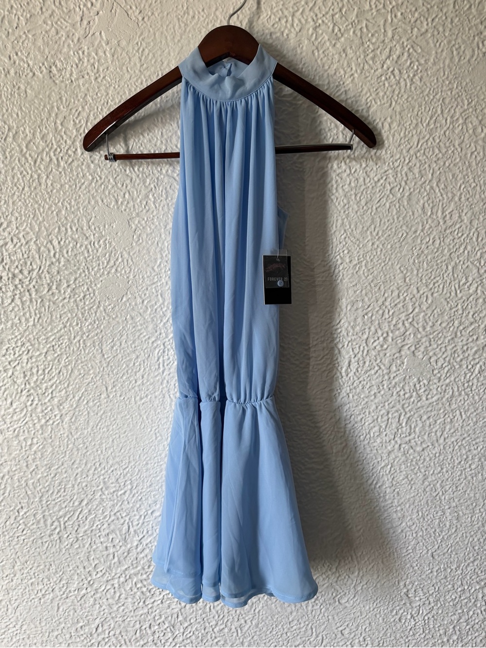 Sleeveless Halter Chiffon Dress in Light Blue